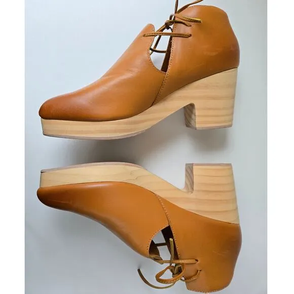 KELSI DAGGER BROOKLYN North Ankle Boot Leather Wood Platform Clogs 6 EU 36.5