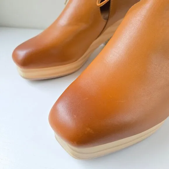 KELSI DAGGER BROOKLYN North Ankle Boot Leather Wood Platform Clogs 6 EU 36.5