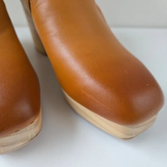 KELSI DAGGER BROOKLYN North Ankle Boot Leather Wood Platform Clogs 6 EU 36.5