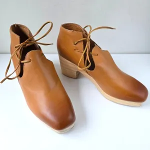 KELSI DAGGER BROOKLYN North Ankle Boot Leather Wood Platform Clogs 6 EU 36.5