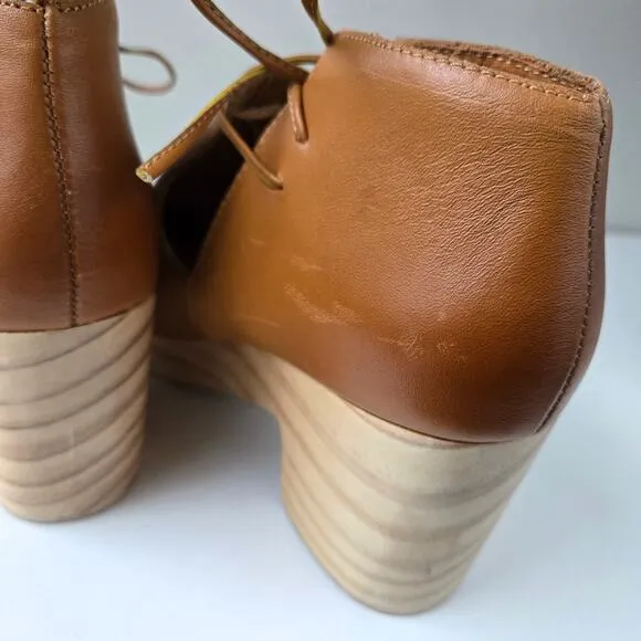 KELSI DAGGER BROOKLYN North Ankle Boot Leather Wood Platform Clogs 6 EU 36.5