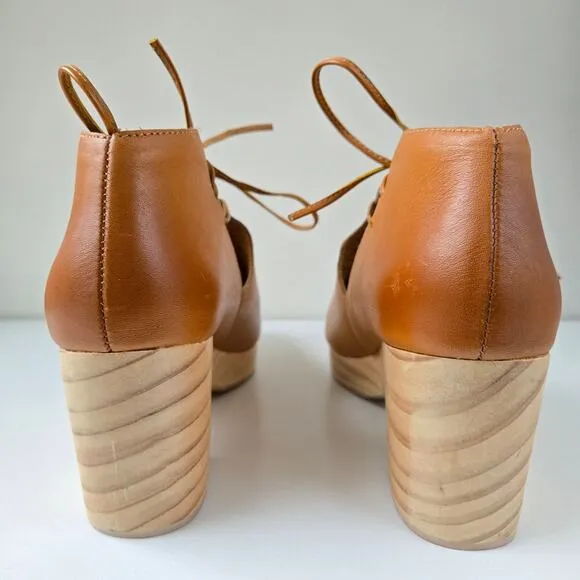KELSI DAGGER BROOKLYN North Ankle Boot Leather Wood Platform Clogs 6 EU 36.5
