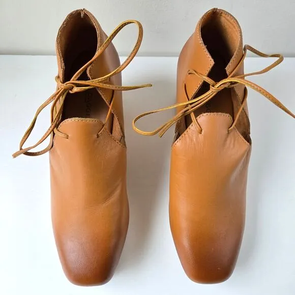 KELSI DAGGER BROOKLYN North Ankle Boot Leather Wood Platform Clogs 6 EU 36.5