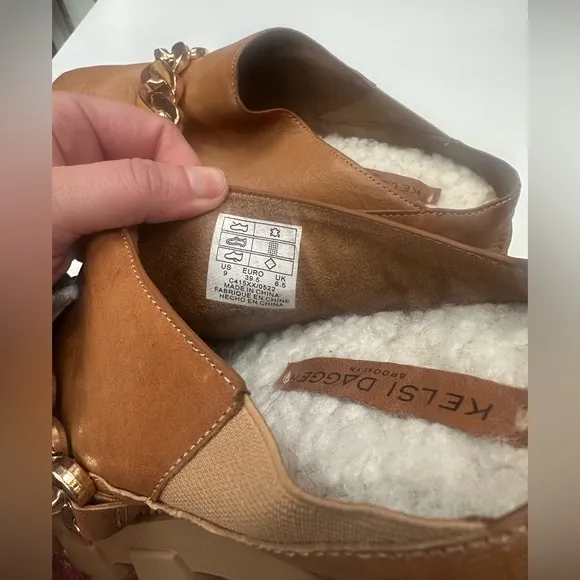 Kelsi Dagger Brooklyn Platform Mules with Gold Chain size 9