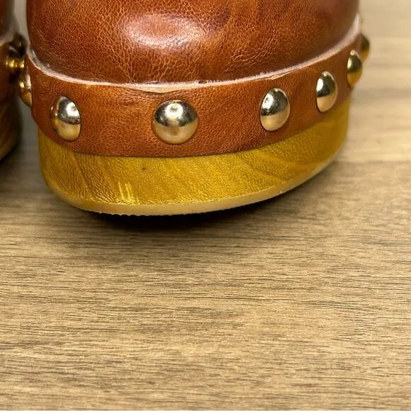 Kelsi Dagger Warehouse Slingback Clogs Leather For Women Peanut Brown  Size 8