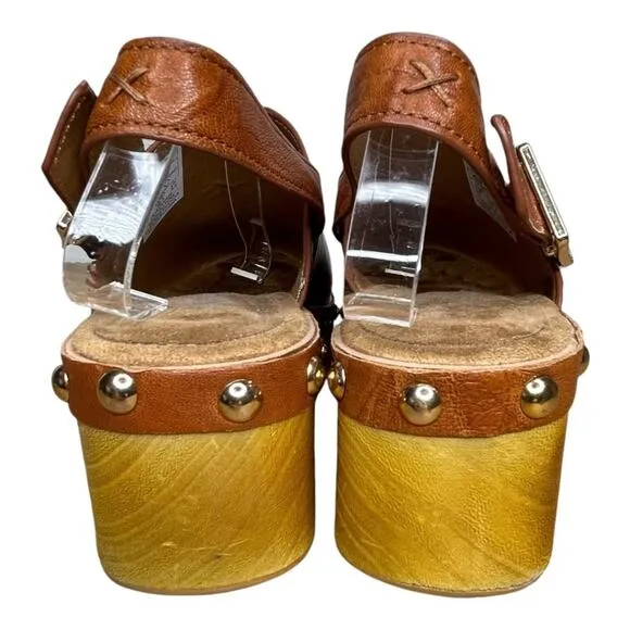 Kelsi Dagger Warehouse Slingback Clogs Leather For Women Peanut Brown  Size 8