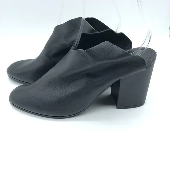 Kelsi Dagger Womens Mules Block Heel Leather Slip On Pointed Toe Black Size 9