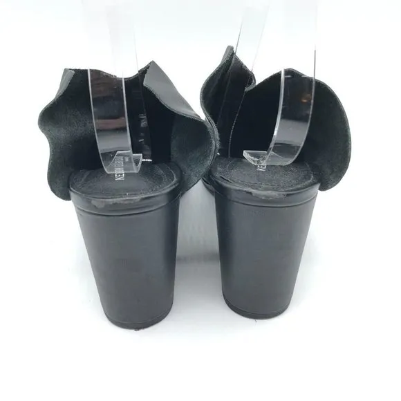 Kelsi Dagger Womens Mules Block Heel Leather Slip On Pointed Toe Black Size 9