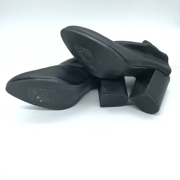 Kelsi Dagger Womens Mules Block Heel Leather Slip On Pointed Toe Black Size 9