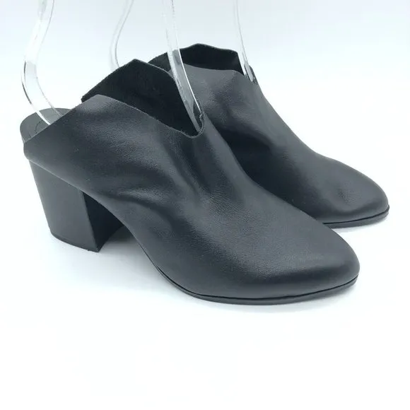 Kelsi Dagger Womens Mules Block Heel Leather Slip On Pointed Toe Black Size 9