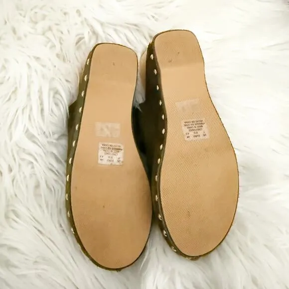 KELSI DAGGER x ANTHROPOLOGIE | Brooklyn Journal Clogs Olive Green Mules | Size 7