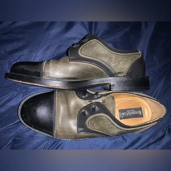 Kenneth Cole Green and Black Oxfords with Glossy Cap-Toe woman’s 8 needs laces