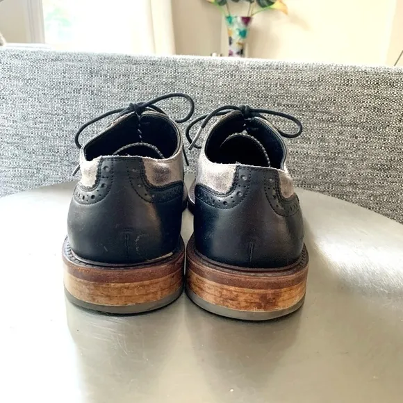 𝅺Kenneth Cole leather leather Wingtip Oxford Shoes casual  Mens 9.5 black gray