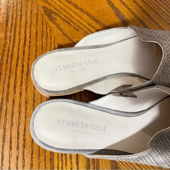 Kenneth COLE NWT women’s leather suede perforated flat mules slip ons Sz 8