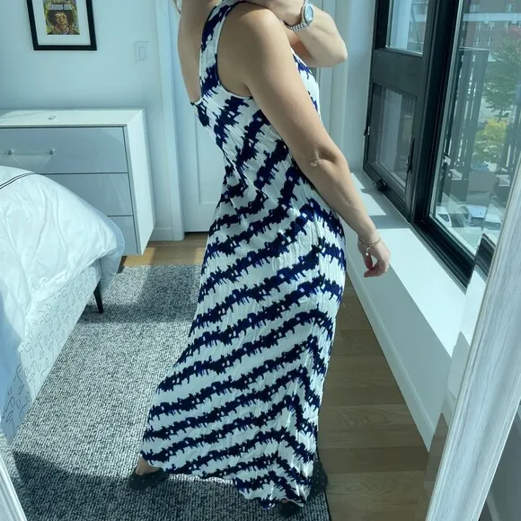 Kerri Rosenthal Printed Slip Midi Dress Blue Small