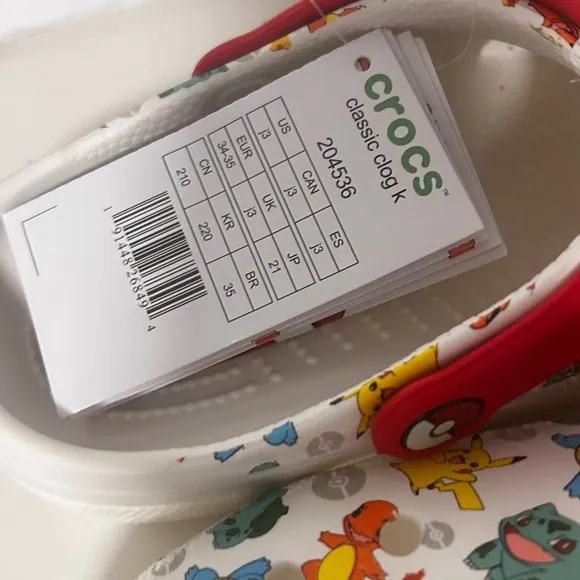 Kids Clogs - White and Red pokemon size 3