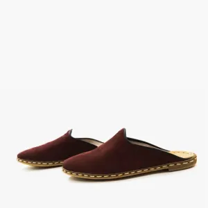 KISA Made By Hand Nubuck Leather Mules With Trim Trending Burgundy Fall 38 EU