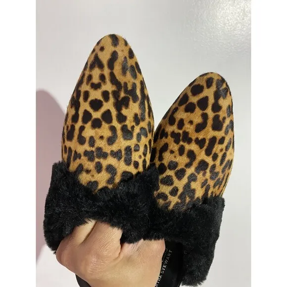 Kitten Heels Mule 9 Leopard Leather Pointy Toe Classy Corpcore Mobwife Old Money