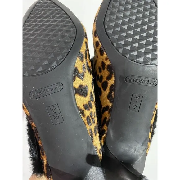 Kitten Heels Mule 9 Leopard Leather Pointy Toe Classy Corpcore Mobwife Old Money