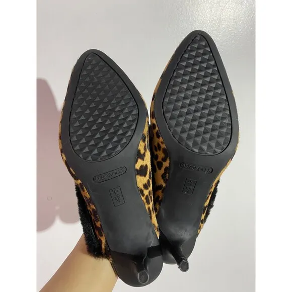 Kitten Heels Mule 9 Leopard Leather Pointy Toe Classy Corpcore Mobwife Old Money