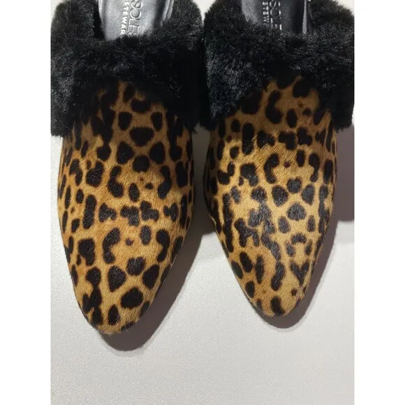 Kitten Heels Mule 9 Leopard Leather Pointy Toe Classy Corpcore Mobwife Old Money