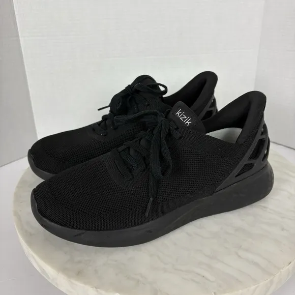 Kizik Athens Blackout Mens Size 10 Wide Triple Black Hands Free Slip On Sneakers
