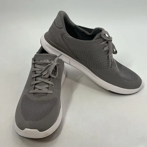 Kizik Men's Lima Gray Knit Hands-Free Lace Up Athletic Sneakers Size 15 Wide