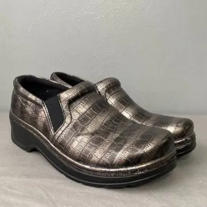 Klogs Womens Size 9.5 Metallic Gold Reptile Embossed Slip on Shoes Whimsigoth