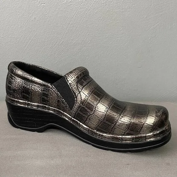 Klogs Womens Size 9.5 Metallic Gold Reptile Embossed Slip on Shoes Whimsigoth