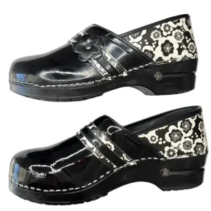 Koi Sanita Comfort Clogs Black White Floral Womens Shoe Size EU 40 US 9 / 9.5