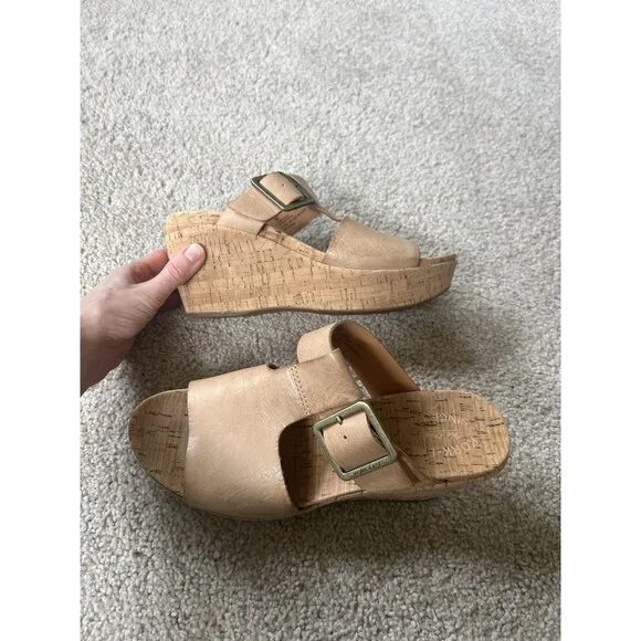 Kork Ease Andi Wedge Sandal Heel Cork Platform Size 9 M Brown Beige NWOB