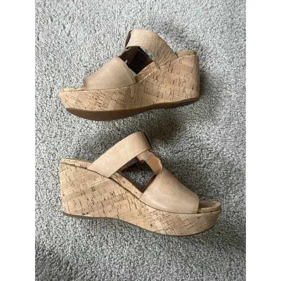 Kork Ease Andi Wedge Sandal Heel Cork Platform Size 9 M Brown Beige NWOB