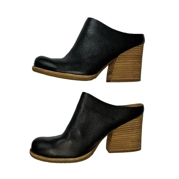 Kork-Ease Challis Black Leather Slip On Mules Women’s Size 11