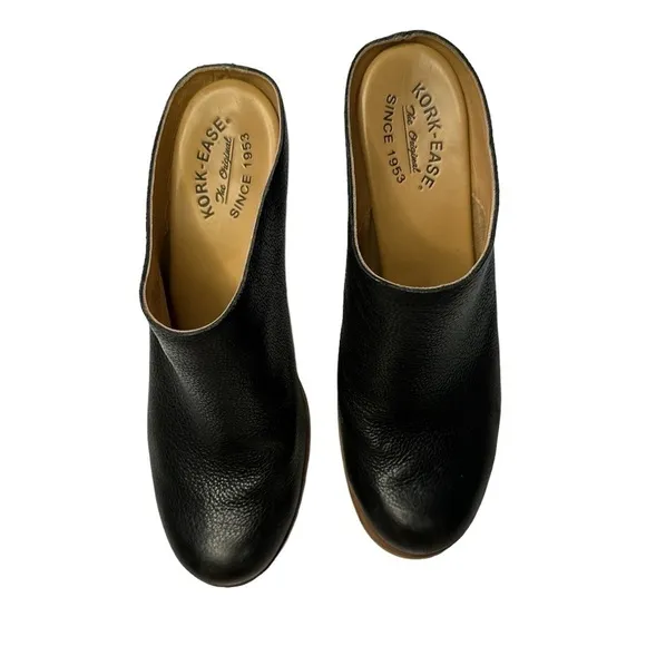 Kork-Ease Challis Black Leather Slip On Mules Women’s Size 11