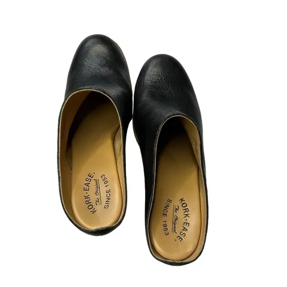 Kork-Ease Challis Black Leather Slip On Mules Women’s Size 11