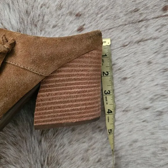 KORK-EASE Charly Women's Fringe Block Heel Western Suede Mules in Tan Size 9