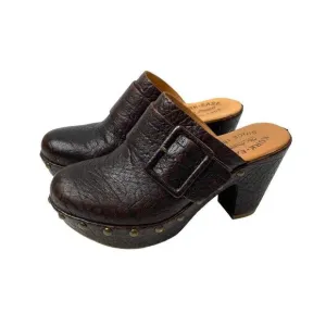 Kork Ease Madison studded textured buckle chunky Mules Heels Sz 6 leather