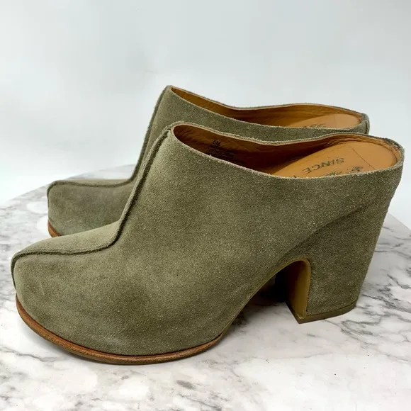Kork-Ease Sagano Block Heel Suede Clogs 6 Classic Comfort Bohemian Fall Neutral