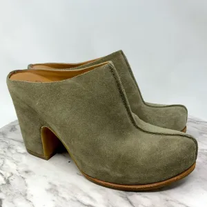 Kork-Ease Sagano Block Heel Suede Clogs 6 Classic Comfort Bohemian Fall Neutral