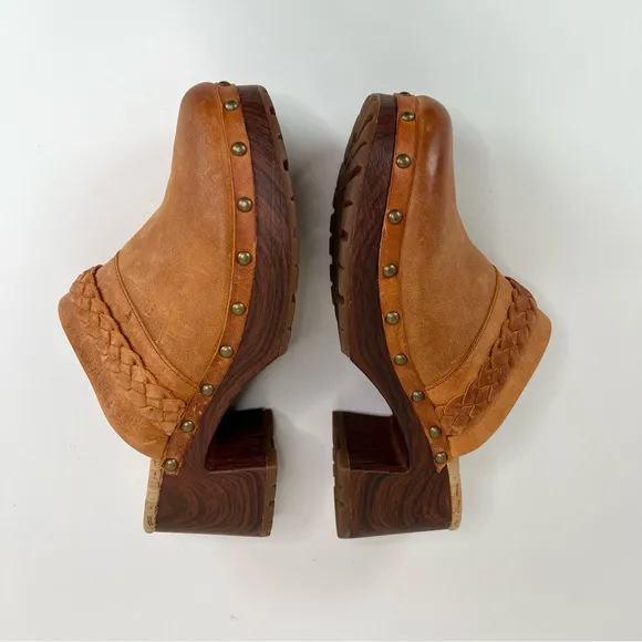 Kork Ease TILLY Clog Orange Brown Leather Slip On Studded Clogs Mules Sz 9 NEW