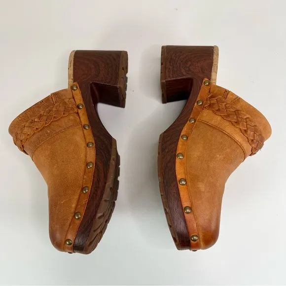 Kork Ease TILLY Clog Orange Brown Leather Slip On Studded Clogs Mules Sz 9 NEW