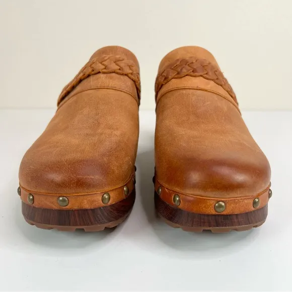 Kork Ease TILLY Clog Orange Brown Leather Slip On Studded Clogs Mules Sz 9 NEW