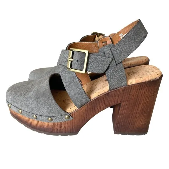 Korks Kork Ease Wendy Cross Strap Closed Toe Studded Clogs Sz 6M Boho Festival