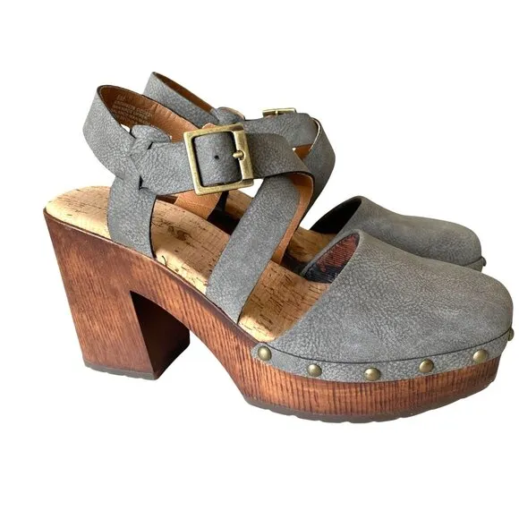 Korks Kork Ease Wendy Cross Strap Closed Toe Studded Clogs Sz 6M Boho Festival