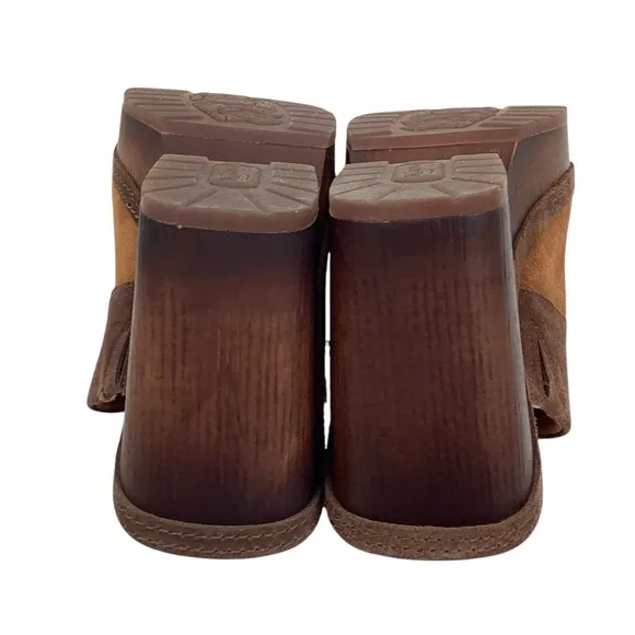Korks Marla Suede Block Heel Platform Clogs