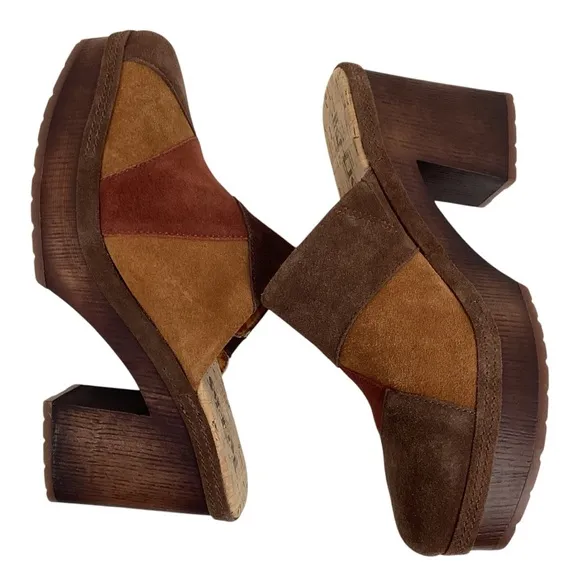 Korks Marla Suede Block Heel Platform Clogs