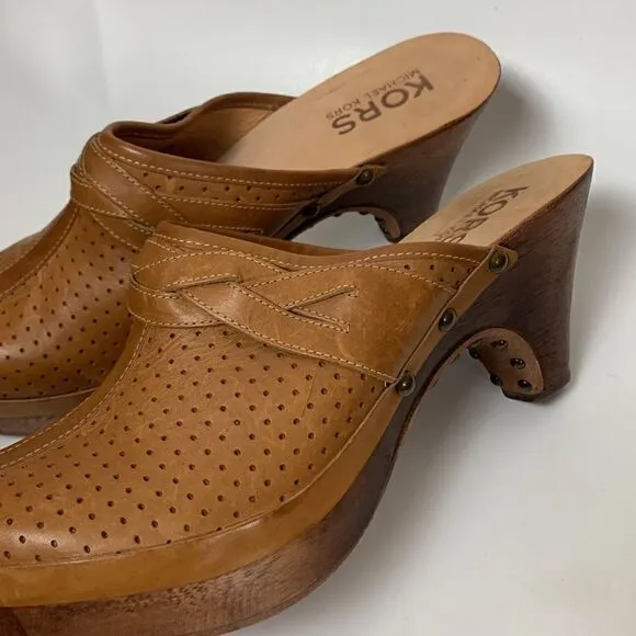 KORS Michael KORS womens leather shoes clogs mules size 11 studded wooded heel