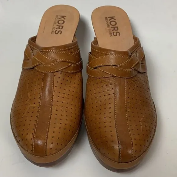 KORS Michael KORS womens leather shoes clogs mules size 11 studded wooded heel