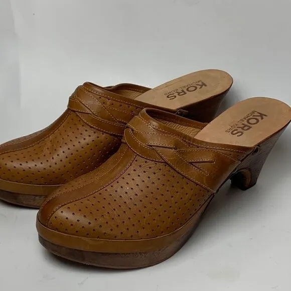 KORS Michael KORS womens leather shoes clogs mules size 11 studded wooded heel