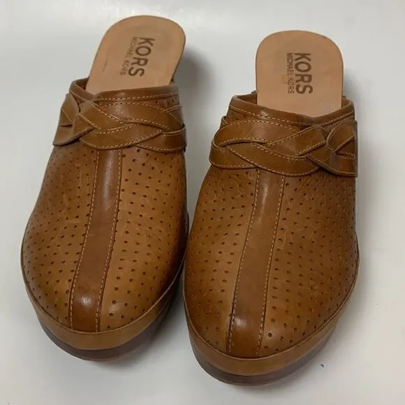 KORS Michael KORS womens leather shoes clogs mules size 11 studded wooded heel